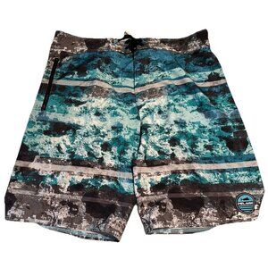 Pelagic Board Shorts mens 38 Coral Camo Argonaut Reefer Fishing Swim Trunks